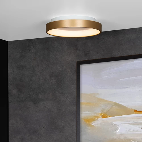 Lucide VIDAL - Plafonnière - Ø 28 cm - LED Dimb. - 1x20W 2700K - Mat Goud / Messing - sfeer 1